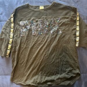 PINK Victoria's Secret Olive Green Kids Shirt